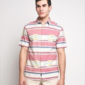 Faherty Short Sleeve Coast Shirt Southwestern Stripe Button Down Size Medium